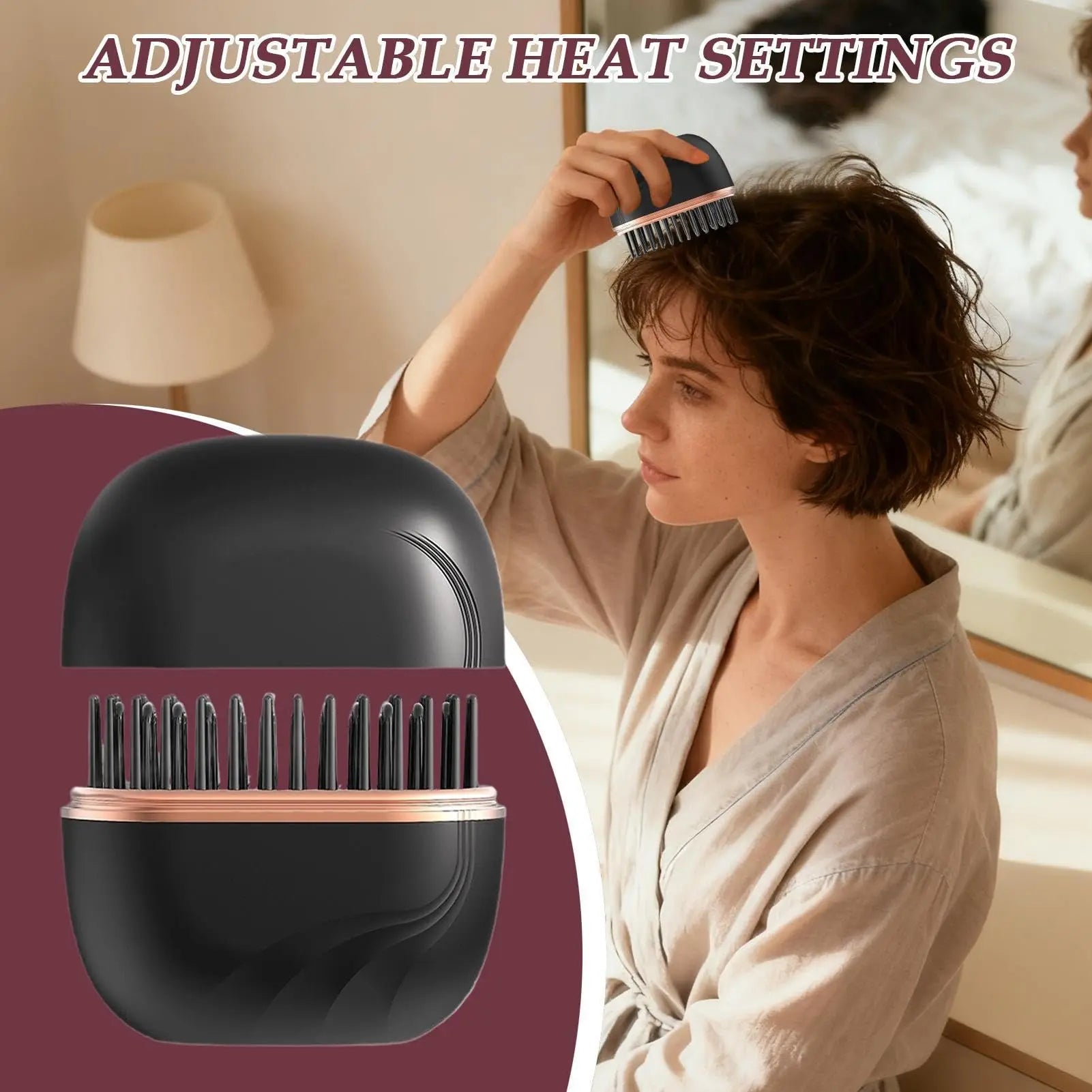 Revolutionary Mini Cordless Hair Straightener Brush - Rechargeable, Anti-Scald, and USB Charging for Effortless Styling Anywhere!