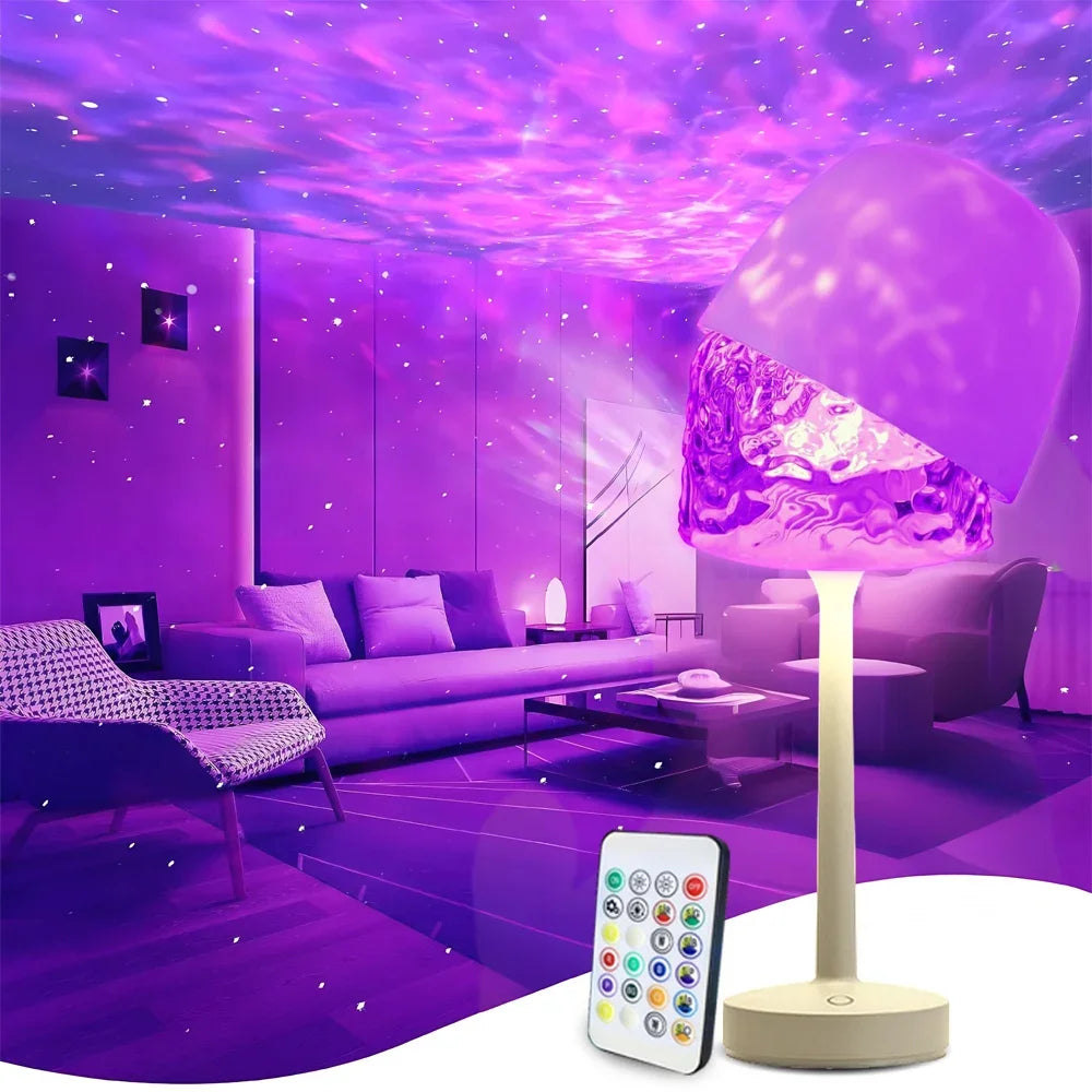 Transform Your Space with the Aurora Projection Night Light - Colorful Mushroom Lamp with Remote Control for a Magical Atmosphere